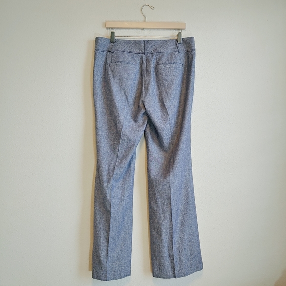 LOFT Blue Marisa Trousers Wide-Leg Linen Blend - Picture 8 of 11